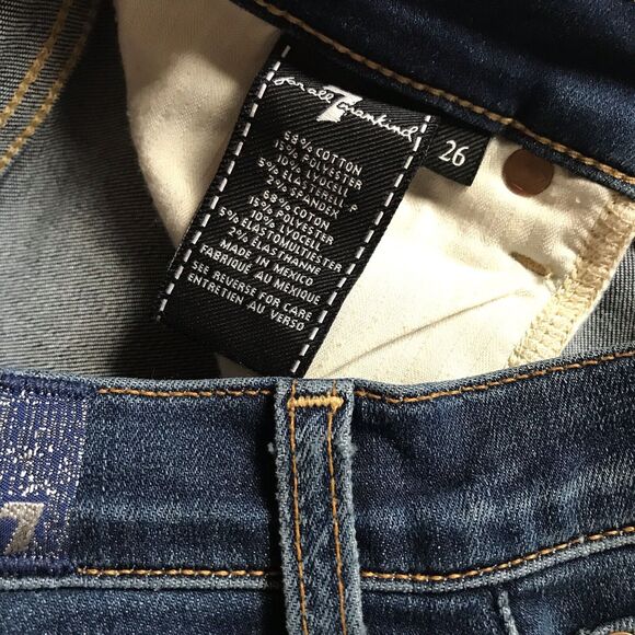 7 For All Mankind Gwenevere Blue Dark Denim Skinny Jeans Stretch BOHO Sz 26 SFAM - Picture 4 of 11